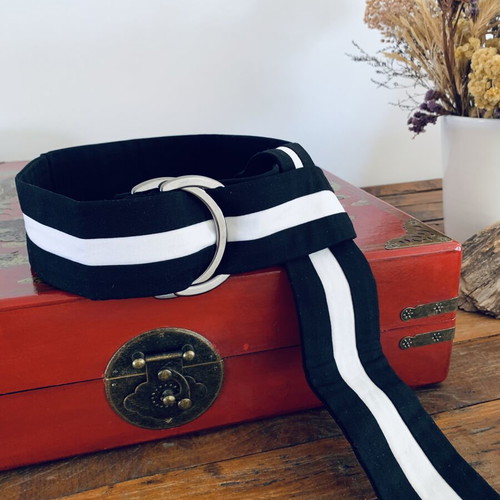 Stelios Koudounaris adjustable waist belt black and white, new
