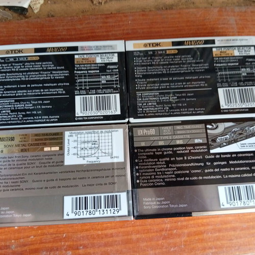 Sealed audio cassette tapes pack of 4, type IV and II metal