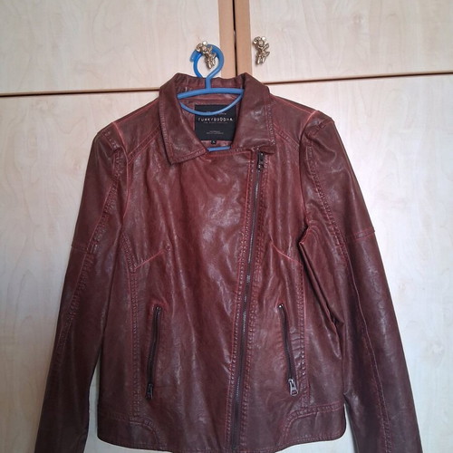 Funky Buddha Burgundy Biker Jacket Size L Like New