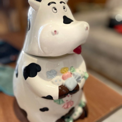 Brandani Mucca porcelain cookie jar new with sound sensor