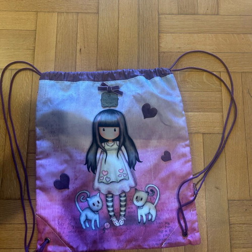 Santoro Gorjuss drawstring backpack like new, pink