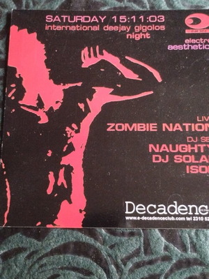 Zombie Nation Naughty Decadence 2003 флаер като нов