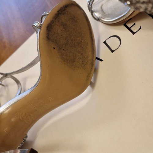 Casadei silver T-strap sandals like new, size 37, stiletto heel