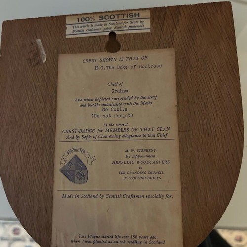 Scottish Clan Graham Plaque shield like new