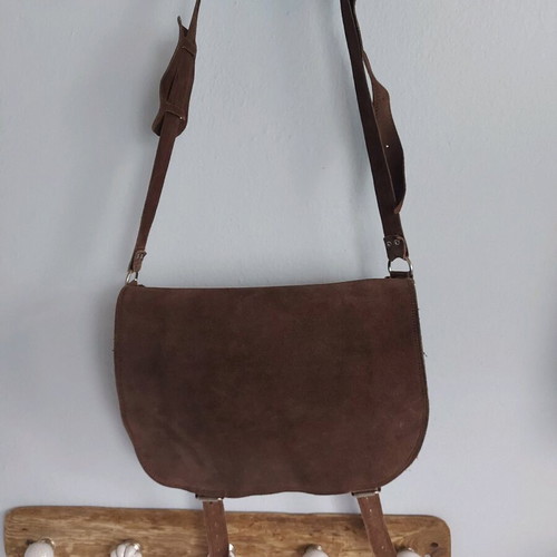 Messenger bag crossbody used 100% leather castor brown