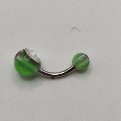 Navel earrings new, steel with crystals and green beads