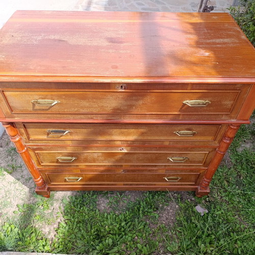 Vintage wooden dresser with 4 drawers used, 1970s