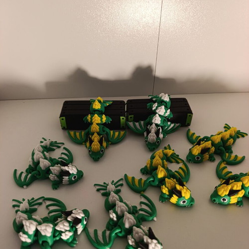 Flexi Dragon 3D Printed Keychains in 2 Colors, New