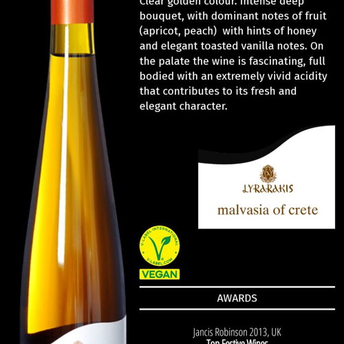 Malvasia of Crete white naturally sweet wine new