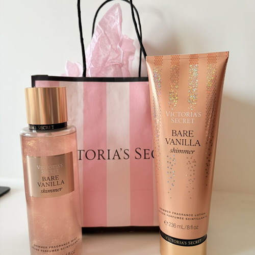 Victoria's Secret Bare Vanilla Shimmer fragrance mist and lotion gift set new