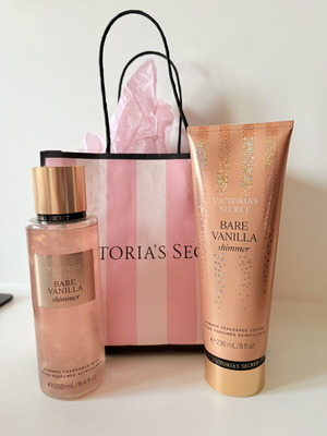 Victoria's Secret Bare Vanilla Shimmer fragrance mist and lotion gift set new