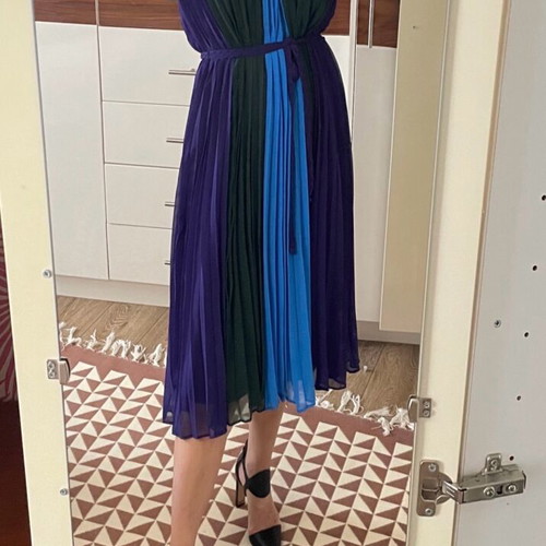 Massimo Dutti Pleated Halter Dress new, blue and green, sizes M and L