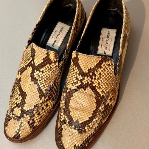 Diego Della Valle Vintage Loafers Made in Italy Python Leather Size 38.5 Like New