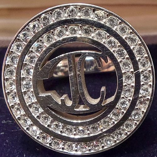 JUST CAVALLI SILVER RING WITH SWAROVSKI STONES - RARE PIECE