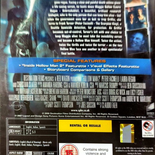 Hollow Man 2 DVD used thriller with English subtitles
