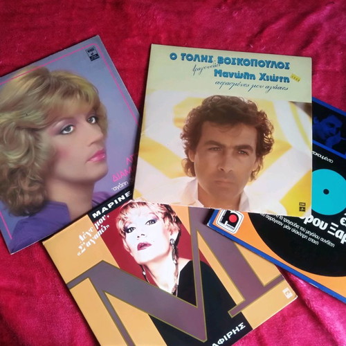 Greek song vinyl records used, pack of 6, laiko genre