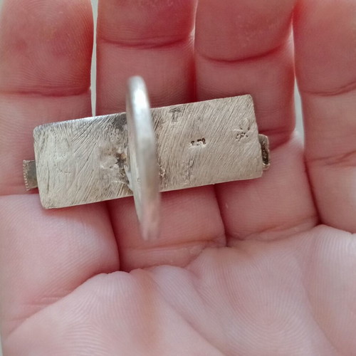 Statement two-tone ring used with layers, silver and gold colors