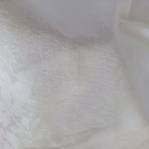 Handmade white jacquard tablecloth with embossed designs like new