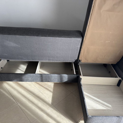 Corner sofa bed gray with storage, used