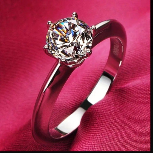 Women's ring new, two-carat cubic zirconia, silver plated