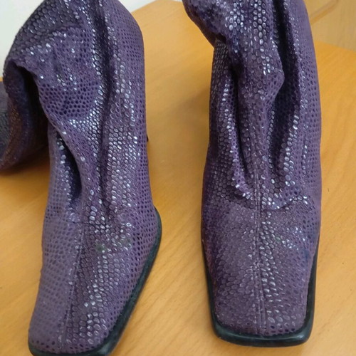 Fabric purple boot used, size 38, length 47cm