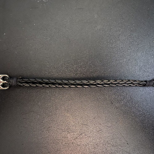 Leather men's bracelet new with steel anchor clasp, 21cm black