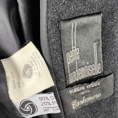 Petite Mademoiselle wool with cashmere coat like new, gray and black, size XL