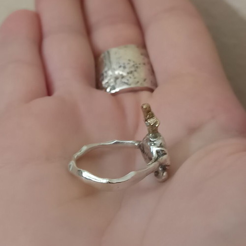 Silver-gold ring 925 & 375 size 53 new