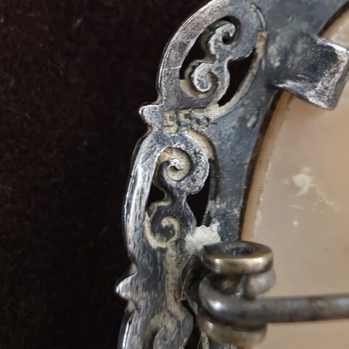 Silver pendant brooch antique vintage cameo used
