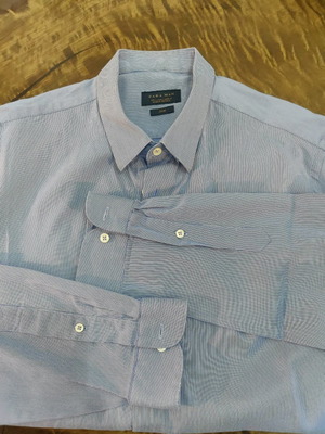 Πουκάμισο Zara Man light blue slim fit μεταχειρισμένο, μέγεθος L