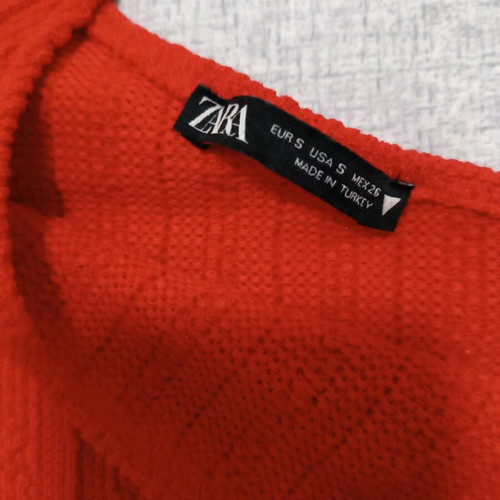 Zara knitted one-shoulder dress like new, red orange, size S