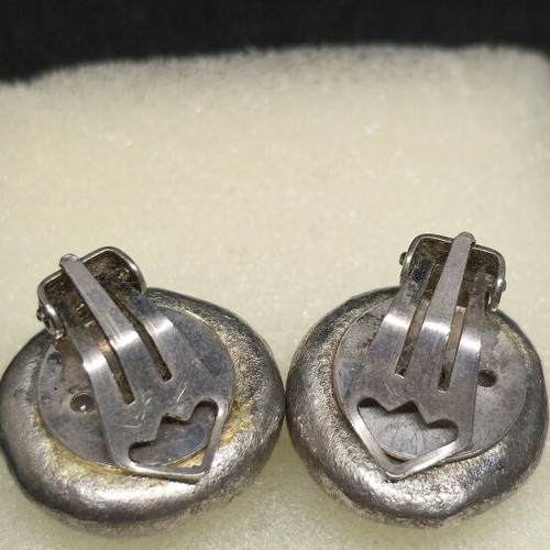 Vintage silver clip-on earrings with red crystal, like new