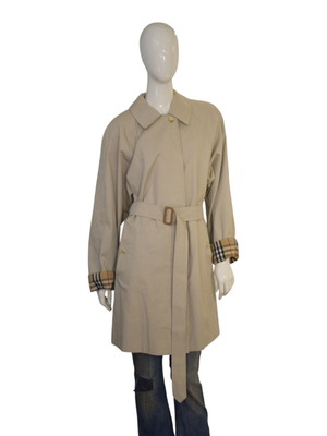 Burberry London Classic Single-Breasted Nova Check Trench Coat with Belt