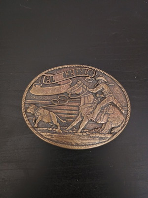 Oval Bronze Belt Buckle used, adjustable size, metal