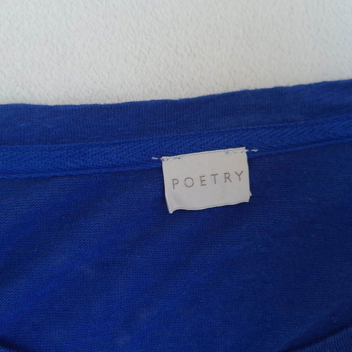 Poetry women's boho dress in linen and silk, size 44 / XXL, blue