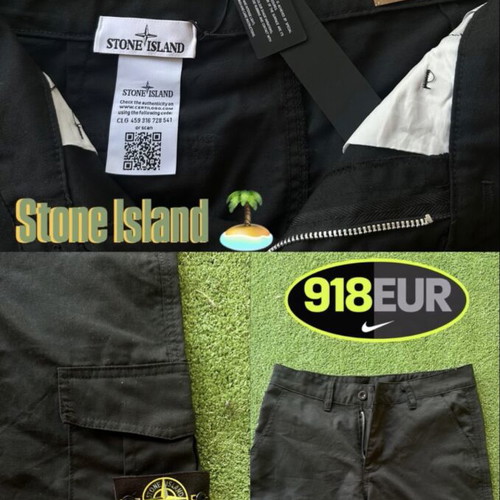 Stone Island black cargo shorts, size S
