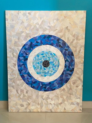 Original Handmade Painting Eye 60x80 cm collage technique new