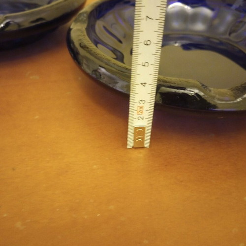 Vintage ashtrays from blue glass Spain like new, set of 2