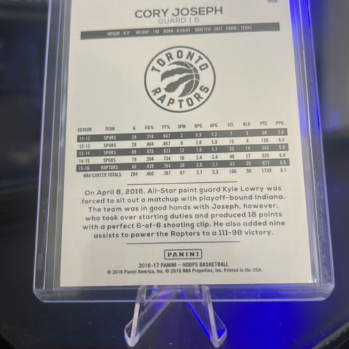 Cory Joseph 2016-17 Hoops Gold /10 collectible card like new