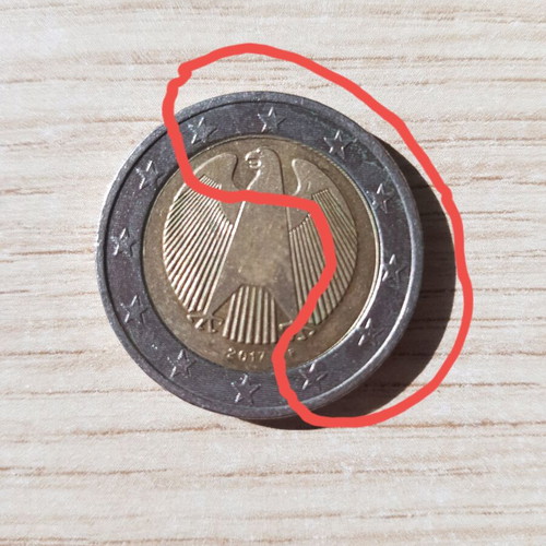 2€ coin Germany with factory error shifted center used
