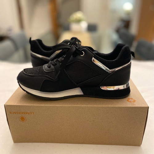 Women's black athletic shoes with silver details new