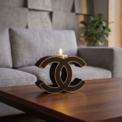 Διακοσμητική βάση για ρεσώ σε σχέδιο Chanel με 6 αρωματικά κεριά σόγιας