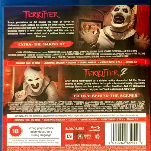 Terrifier The Bloody Duo Blu-Ray used, horror collection