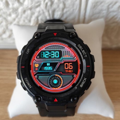 Amazfit T-Rex smartwatch used, rugged design with GPS and 14 sports profiles