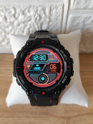 Amazfit T-Rex smartwatch used, rugged design with GPS and 14 sports profiles