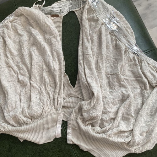 Top bolero used, grey with silver sleeve detail and wide sleeves