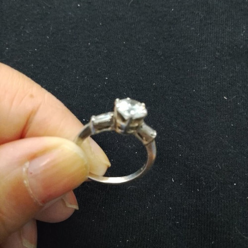 925 silver solitaire ring, large 20.2 mm