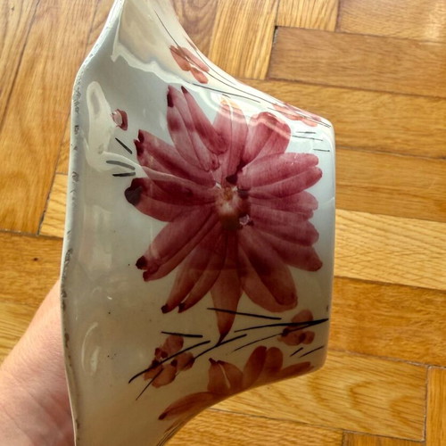 Ceramic bowl with pink floral design, 15 cm