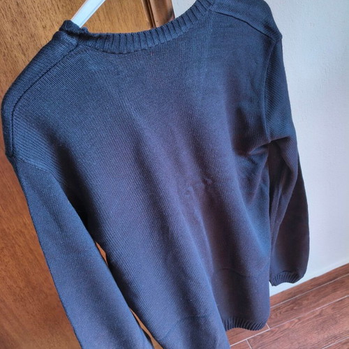 Blue wool V-neck sweater, size S