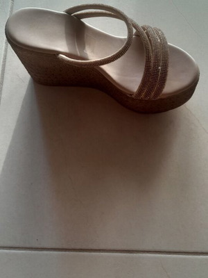 Beige platform sandals size 37